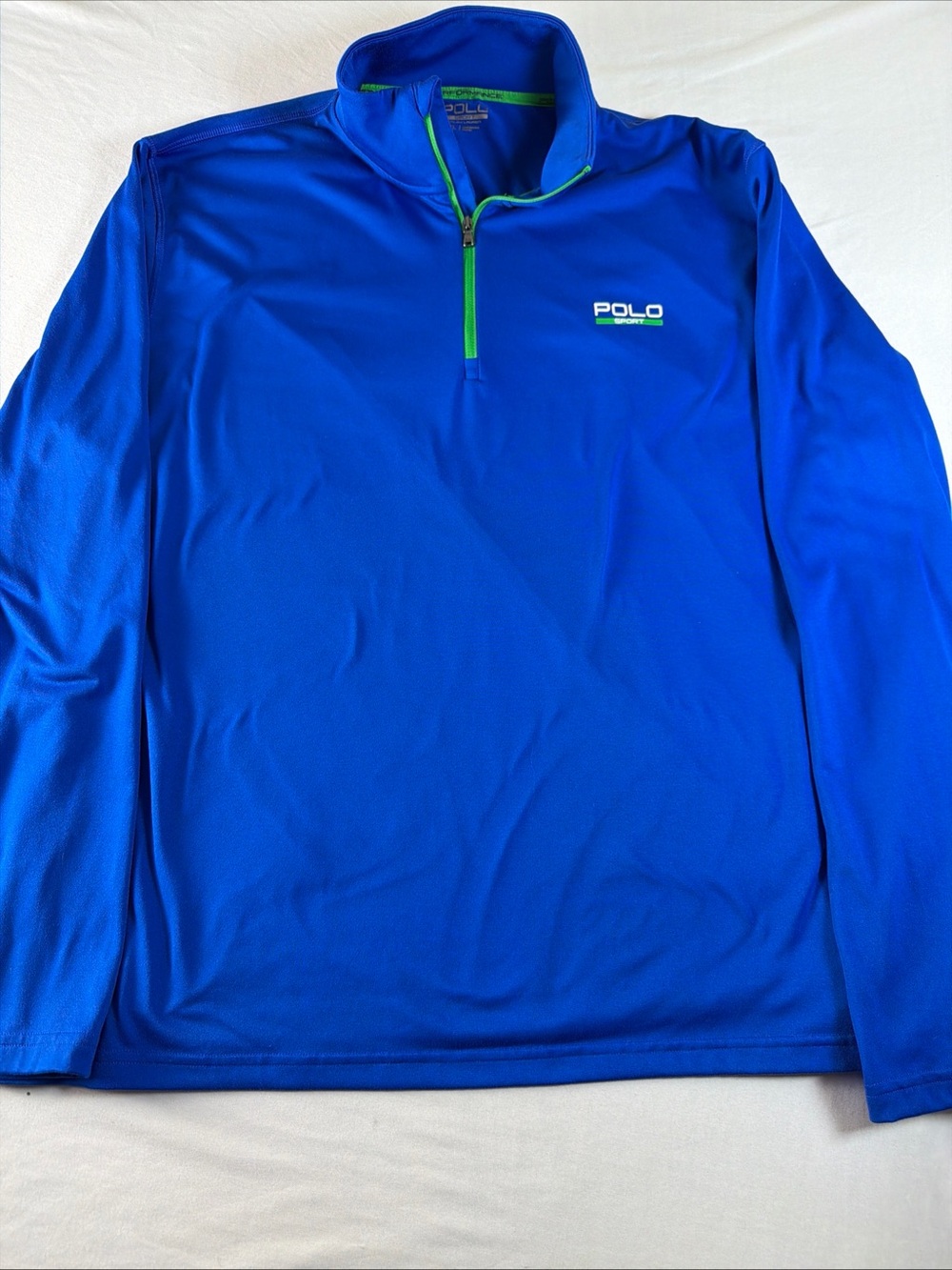Polo by Ralph Lauren Blue Quarter-Zip Pullover with Green Trim